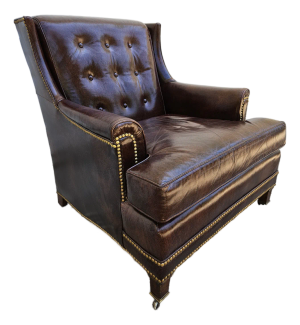 Hancock & Moore Chocolate Brown Tufted Leather Lounge Chair