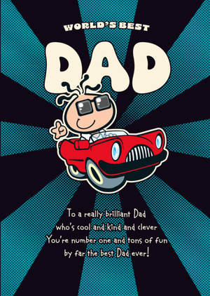 Bubblegum World's Best Dad Cartoon Character In Car Birthday Card