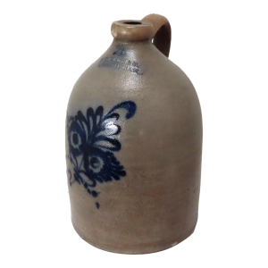 Late 1800s Antique American Worcester Massachusetts Nicely Blue Decorated 2 Gallon Stoneware Jug by Frank B Norton