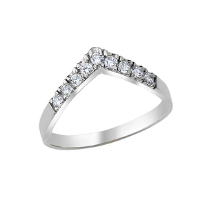 925 Sterling Silver Cubic Zirconia Chevron Ring