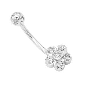 Belly Button Ring in Gold with Flower 0.62ct Diamond