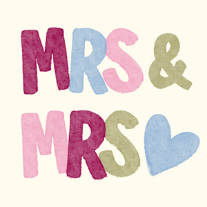 Moonpig Mrs & Mrs Watercolour Typographic Wedding Card