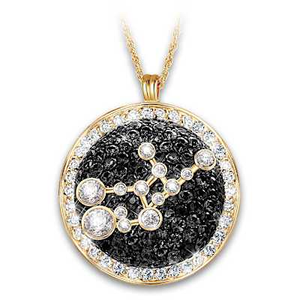 Genuine Black Sapphire Virgo Pendant Necklace
