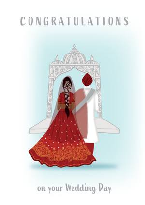 Roshah Designs Illustrated Indian Couple Wedding Day Card