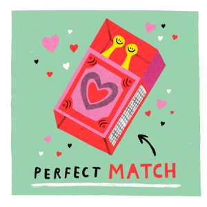 Moonpig Perfect Match Illustrated Matchbox Wedding Card