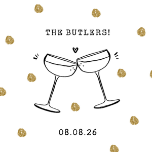 Moonpig Brushed Up Customised Name And Date Hand-Drawn Champagne Glasses Wedding Card