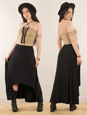'Jupe longue asymétrique taille haute "Päaz", Noir'