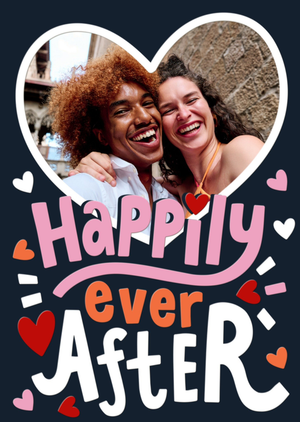 Hullabaloo Happily Ever After Typographic Heart Photo Upload Wedding Card