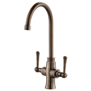 Traditional Dual Lever Kitchen Mixer Tap - Antique Brass