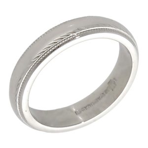 Pre-Owned Platinum Patterned Edge 4mm Wedding Band Ring