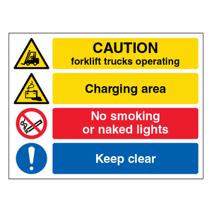 Forklift Trucks Charging Area - Landscap 400 x 300 mm - 2mm Super-Tough Rigid Pla