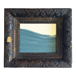"Waves" Abstract Painting in Antique Frame, Seascape Painting Transitional Wall Art by JTS
