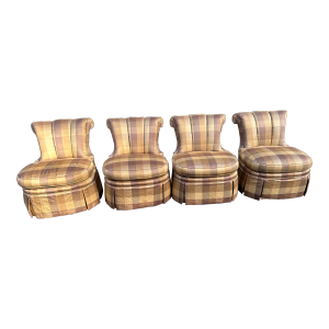 Set of 4 Century Furniture Chanel Back Swivel Chairs