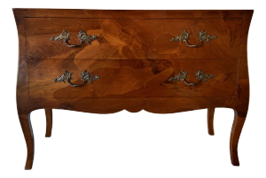 Vintage Hollywood Regency Style - Burlwood Lowboy Chest of Drawers