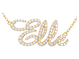 Custom Diamond Name Pendant with Chain for Women | 14K Gold Necklace | Initial Letters | 0.7ct