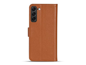Premium Leather Wallet Case for Samsung Galaxy S24+ - Caramel