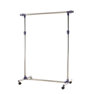 HOMCOM Clothes Rack Clothes Rail with Wheels Height Adjustable and Extendible Clothes Rod Clothes Stand for Entryway Stainless Steel 86 x 45 x 95 cm