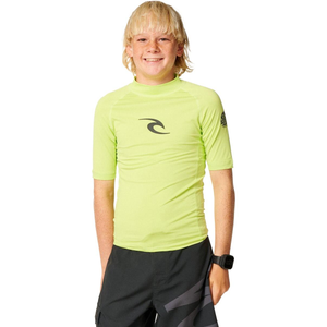 Rip Curl Kids Waves UPF Short Sleeve Rash Vest - 16 Yrs / Lime