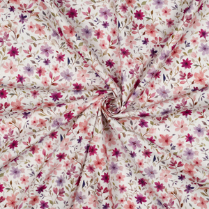 Tissu popeline de coton - Lyana fond blanc