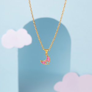 Starry Moon KT Gold Pendant for Kids