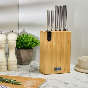 Noferro Bamboo 5 Piece Knife Block with Sharpener