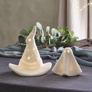 Gerald the Ghost & Witches Hat Porcelain LED Halloween Decorations