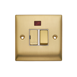 Switched Fused Spur - 13 AMP - Power Indicator LED - Brushed Brass