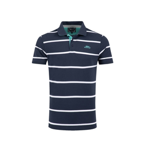 Herren Fabian Striped Pique Kurzärmeliges Poloshirt (Navy)
