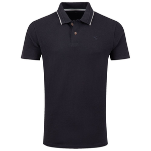 Herren Powell Textured Kurzärmeliges Poloshirt (Schwarz)