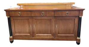 Late 20th Century Baker Palladian Collection Neoclassical Walnut Sideboard With Ebonized Columns