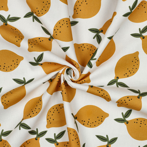 Toile de coton canvas - Citrons fond blanc