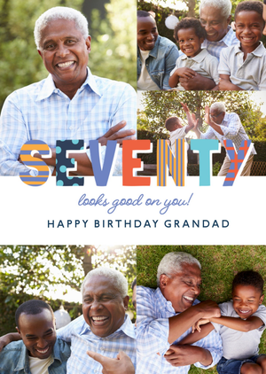 Moonpig Seventy Looks Good On You Photo Upload Grandad Birthday Card