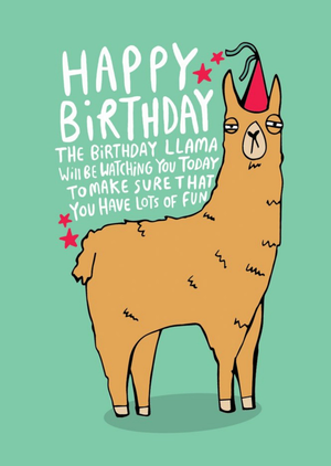Moonpig Illustrated Llama Happy Birthday Card