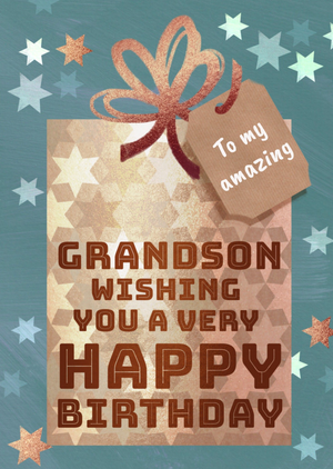 Moonpig Amazing Grandson Typographic Present Birthday Card