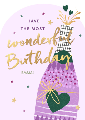 Moonpig Champagne Illustrated Have The Most Wonderful Birthday Card