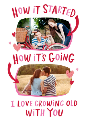 Moonpig Two Photo Frames Surrounded By Hearts Valentine's Day Photo Upload Card