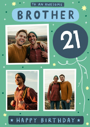 stella Isaac Illustrations Awesome Brother Happy 21st Photo Upload Birthday Card