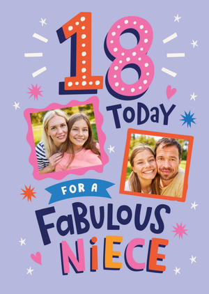 Dotty Black 18 Today Fabulous Niece Photo Upload Birthday Card