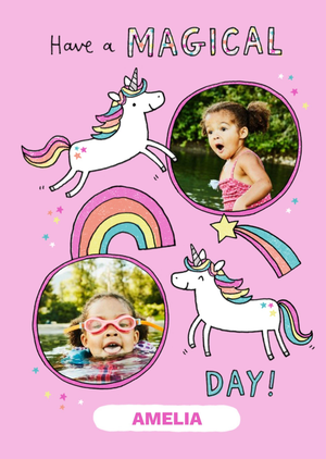 Moonpig Have A Magical Day Unicorn Photo Upload Card