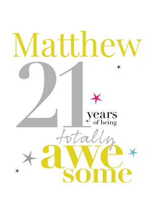 Moonpig Papagrazi Bright Typographic 21st Customisable Birthday Card