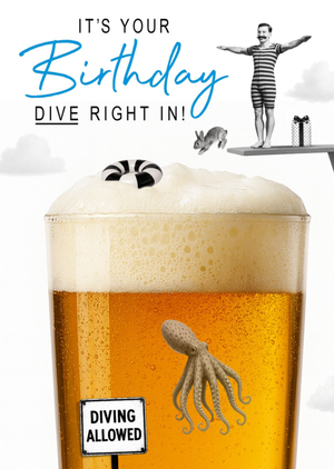 Emma Proctor Dive Right In Beer Glass Birthday Card