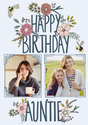 Moonpig Flowers And Bumblebee Happy Birthday Auntie Card