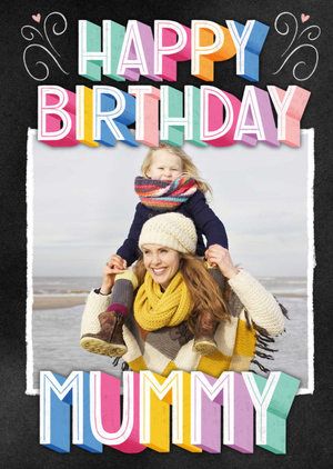 Moonpig Colourful 3D Text With A Photo Frame Mummy's Photo Upload Birthday Card
