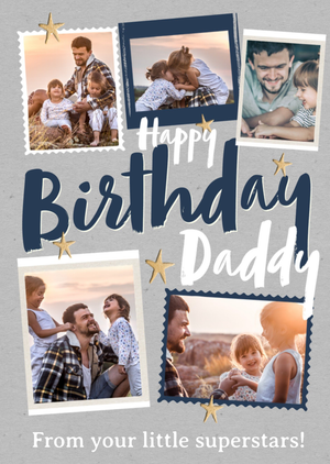 Moonpig Little Superstars Happy Birthday Daddy Photo Upload Card