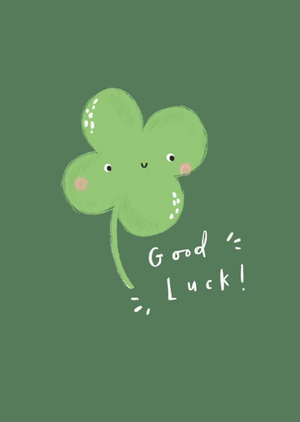 Moonpig Cute Illustration Of A Smiling Four Leaf Clover Good Luck Card