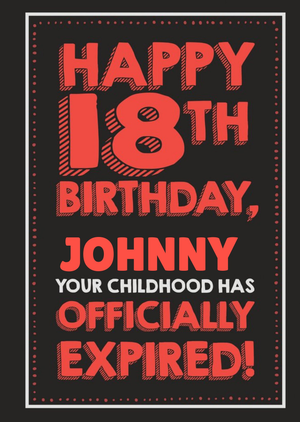 Moonpig Jat090 Fun Illustrated 18th Typographic Birthday Card