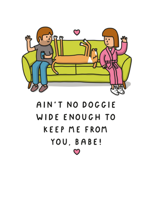 Moonpig Funny Lazy Doggie On The Sofa Illustrated Cartoon Valentine's Day Card