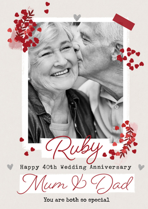 Moonpig Ruby 40th Anniversary Photo Upload Card For Mum & Dad