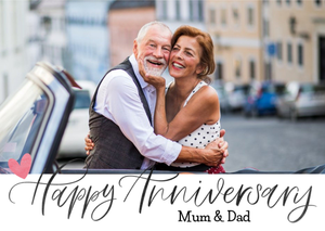 Moonpig Typographic Happy Anniversary Mum And Dad Photo Upload Card
