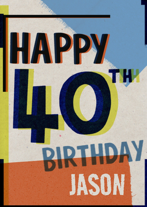 Moonpig Textured Screenprint Effect 40th Birthday Card